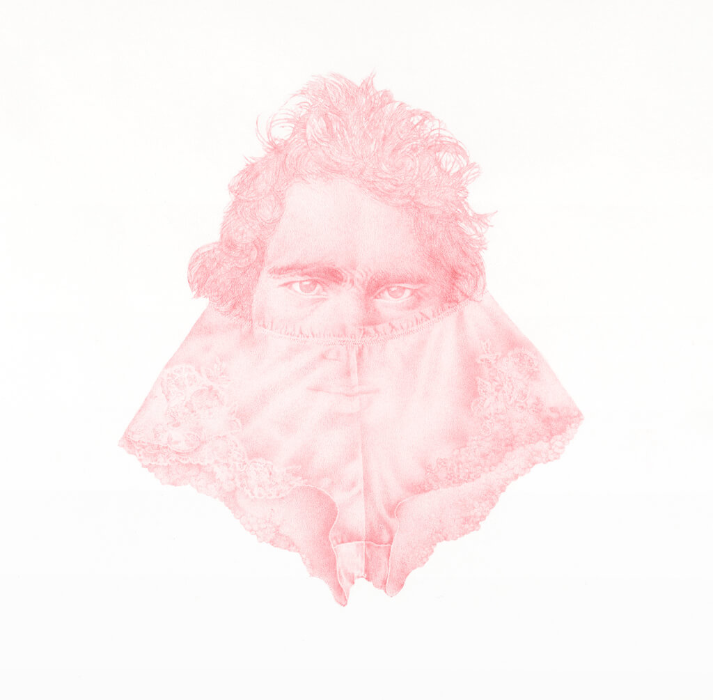 Man In Pink, colored pencil, 68 x 76 Cm, 2020